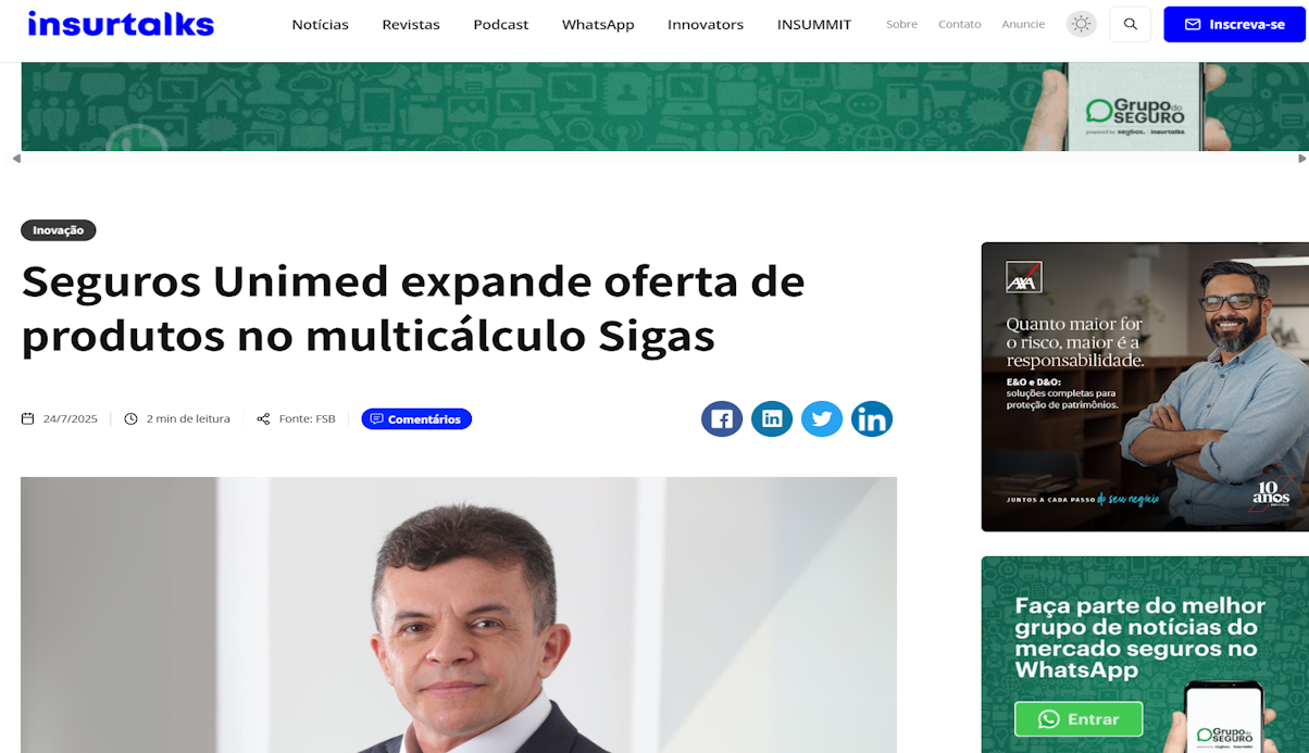 Seguros Unimed amplia presença no Sigas com seguro residencial